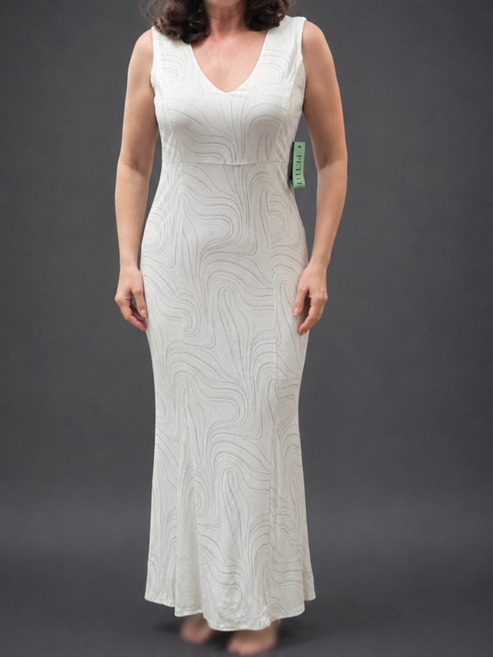 Stanley Cream Swirl Textured V-Neck Maxi Dress